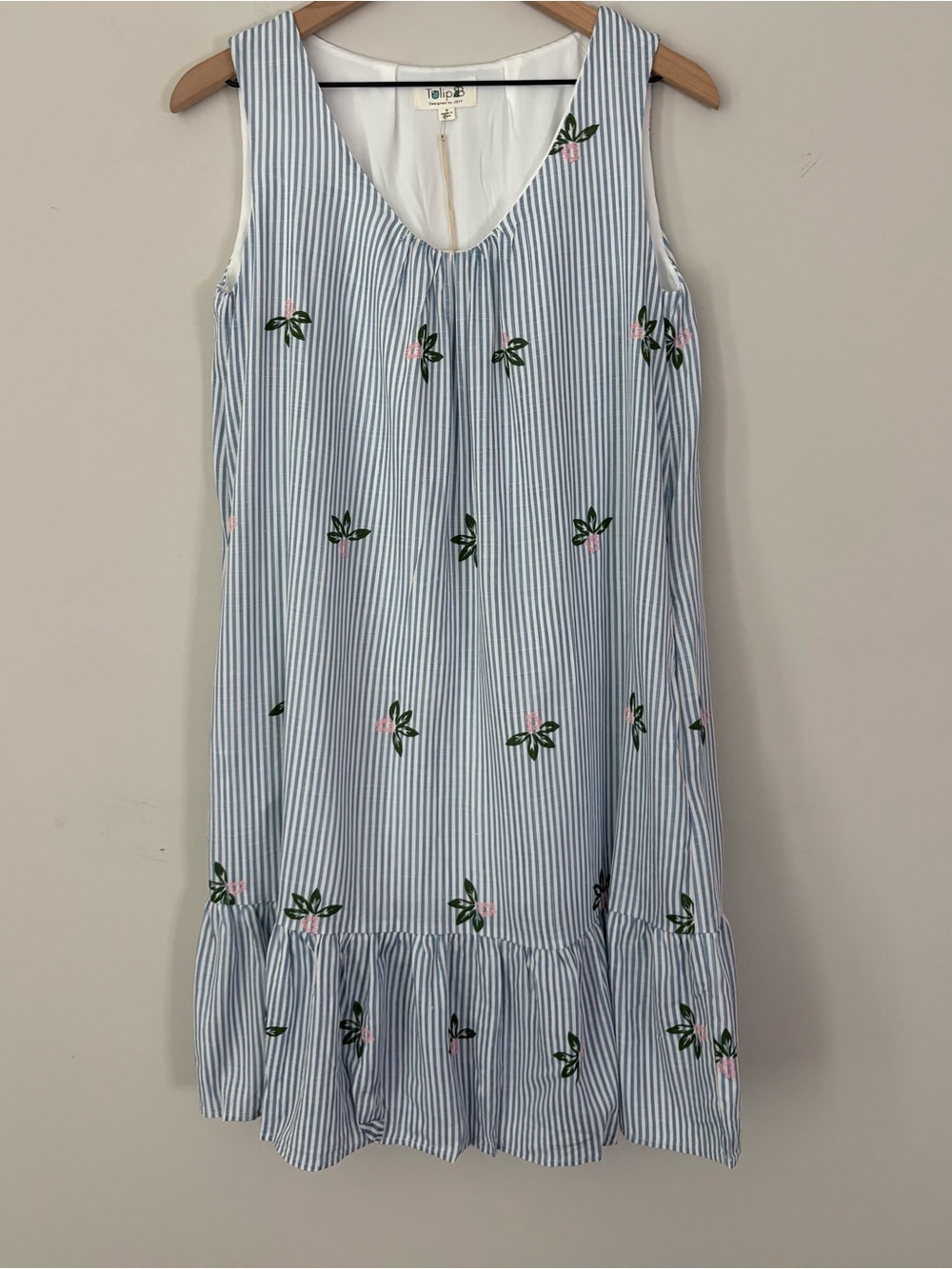 Tulip B Blue/White Striped Sleeveless Dress